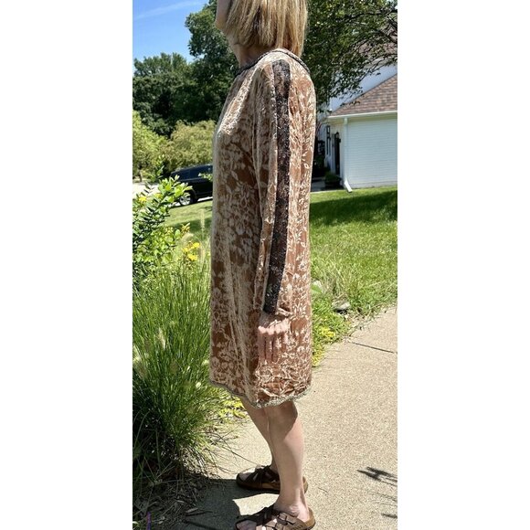 Sundance Catalog Dress Women's Size 6 Velvet Burnout Beige Silk Champagne Dreams - Picture 4 of 16